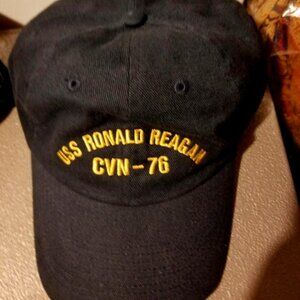 Hat- Dark Navy USS Ronald Reagan, Navy and Gold